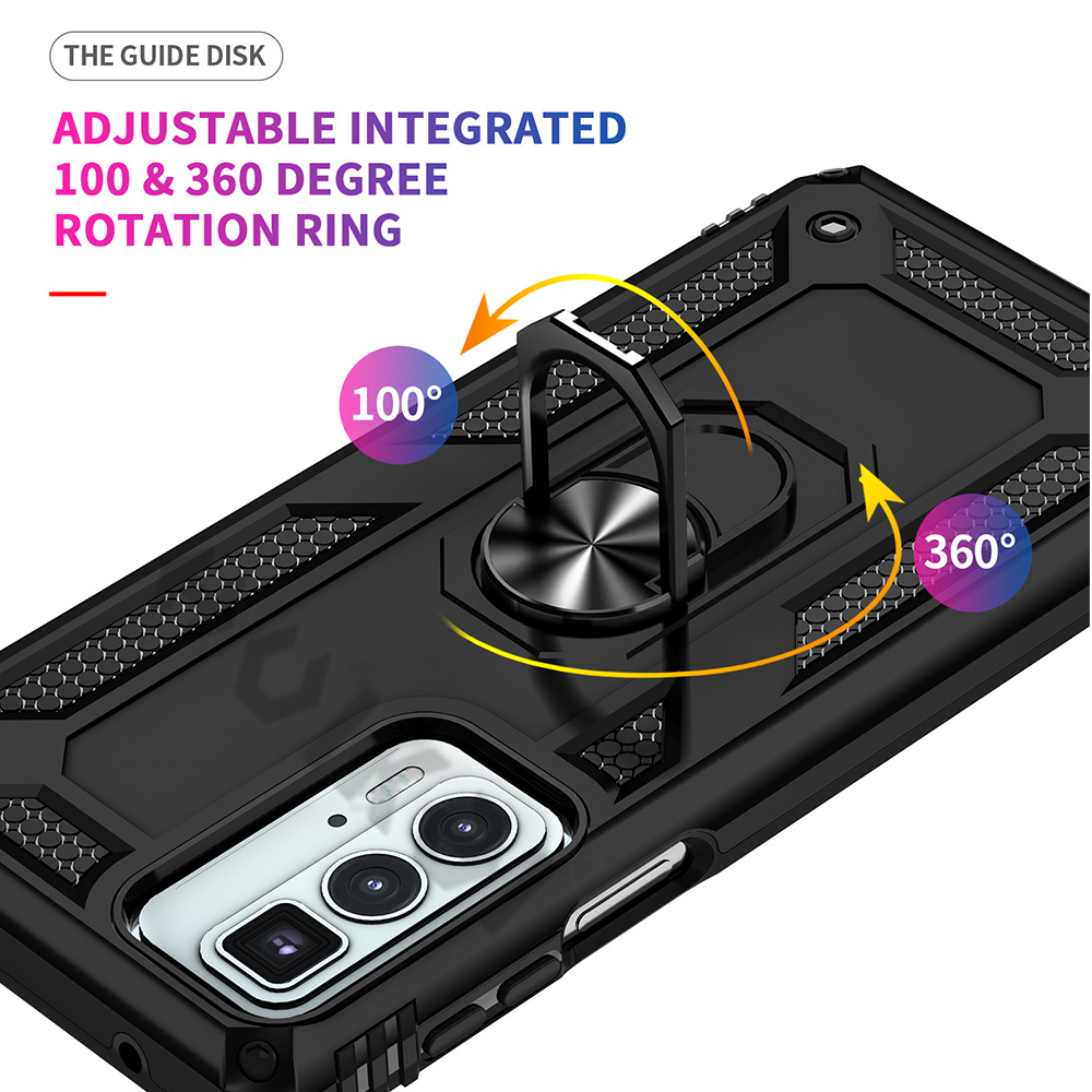 Protectores para celular  para Motorola  Edge 20 Pro Funda reforzada con anillo v2 Negro
